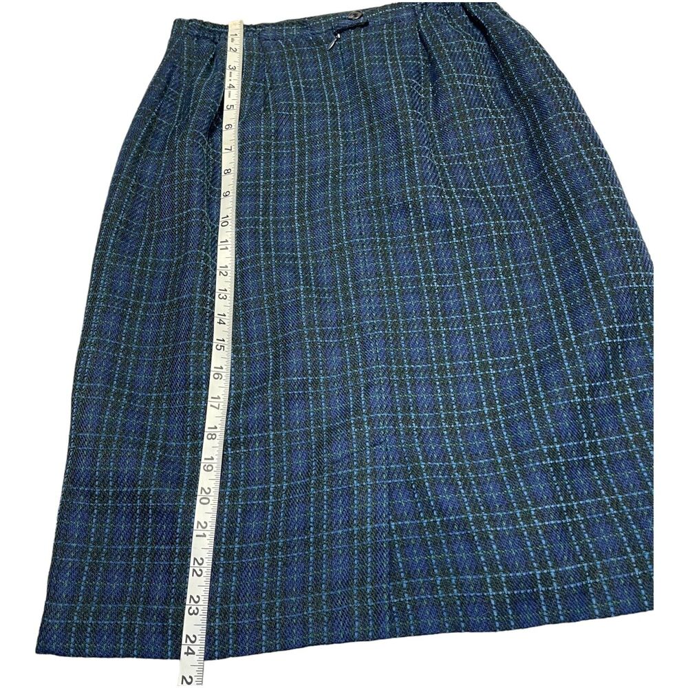 Adolfo Studio 2 Piece Skirt Suits Women's 6 Blue Plaid Polyester Double Breasted - Picture 6 of 16